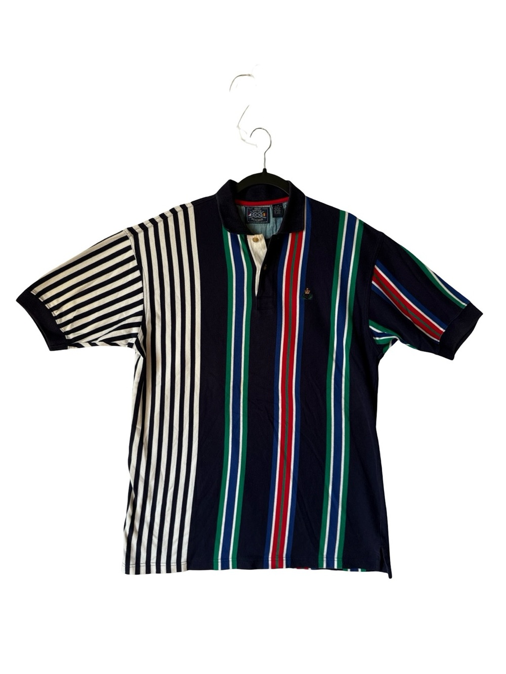 Vintage GANT Rugged Weather Striped Polo Shirt Men's L Navy Multicolor 90s Prep